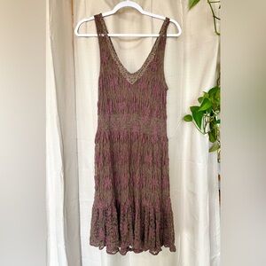 Free People Mauve Lace Embellished Dress